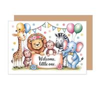 Edition Seidel Carte de vœux de naissance de qualité supérieure avec enveloppe - Carte de vœux pour bébé avec texte en anglais « Welcome » pour garçon et fille - E304 SW025