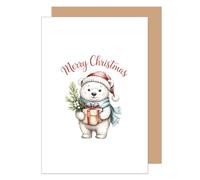 Edition Seidel Carte de vœux de Noël de qualité supérieure avec enveloppe - Carte de vœux de Noël pour femme et homme - Rétro - Motif ours joyeux Noël (W1040 SW025)