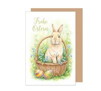 Edition Seidel Carte de vœux de Pâques de qualité supérieure avec enveloppe - Carte de vœux pliante avec inscription en allemand - Joyeux Pâques - Printemps - Fleurs multicolores - Nid de Pâques (O188