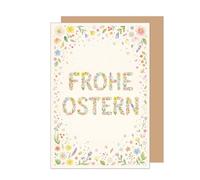 Edition Seidel Carte de vœux de Pâques de qualité supérieure avec enveloppe - Carte de vœux pliante avec inscription en allemand - Joyeux Pâques - Printemps - Fleurs multicolores - Nid de Pâques (O191