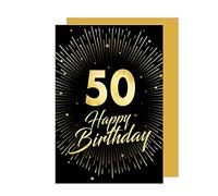 Edition Seidel Carte de vœux de qualité supérieure pour 50e anniversaire avec enveloppe 50 ans Carte d'anniversaire Happy Birthday Homme Femme (GZ345-50 SW023)
