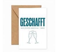 Edition Seidel Carte de vœux de qualité supérieure pour adieu avec enveloppe - Carte de vœux pliable avec inscription en allemand « AS254 SW026 » - Pour collègue, chef, retraite, verres à champagne