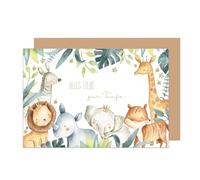 Edition Seidel Carte de vœux de qualité supérieure pour baptême - Avec enveloppe - Carte de vœux - Animaux - Pour baptême - ET178 SW024