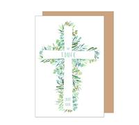 Edition Seidel Carte de vœux de qualité supérieure pour baptême - Avec enveloppe - Carte de vœux - Motif : croix - Branches - Pour garçon et fille - ET169 SW023