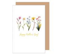 Edition Seidel Carte de vœux de qualité supérieure pour la fête des mères avec enveloppe - Carte de vœux avec inscription en anglais « Happy Mother's Day » pour maman - Fleurs aquarelle minimaliste