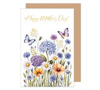 Edition Seidel Carte de vœux de qualité supérieure pour la fête des mères avec enveloppe - Carte de vœux avec inscription en anglais « Happy Mother's Day » pour maman - Aquarelle - Multicolore
