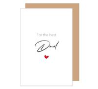 Edition Seidel Carte de vœux de qualité supérieure pour la fête des pères avec enveloppe - Carte de vœux avec inscription en anglais For the best Dad - Avec cœur - Minimaliste - Pour père, papa