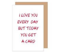 Edition Seidel Carte de vœux de Saint-Valentin de qualité supérieure avec enveloppe - Avec inscription en anglais « I love you every day » - Rouge - Pour homme, femme, petit ami, petite amie - VT114