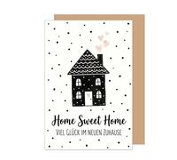 Édition Seidel carte de vœux premium pour nouveau chez soi avec enveloppe. Carte pliée message bonne chance Home Sweet Home construction maison déménagement homme femme collègues amis (NH120 SW026)