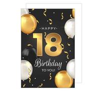 Edition Seidel Carte de vœux XXL pour 18e anniversaire avec enveloppe format A4 - Carte de vœux - Billet Happy Birthday - Pour homme, femme, adolescent (A4-GZ351-18)