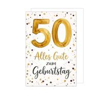 Edition Seidel Carte de vœux XXL pour 50e anniversaire avec enveloppe format A4. Carte de vœux, pliante, avec inscription en allemand « Alles Gute Mann Frau Konfetti edel » (A4-G1060)