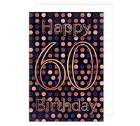 Edition Seidel Carte de vœux XXL pour 60e anniversaire avec enveloppe format A4. Carte de vœux, pliante, avec inscription en anglais « Happy Birthday » pour homme et femme, élégante (A4-G1040)