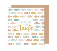 Edition Seidel ETQ146 SW026 Carte de vœux carrée de qualité supérieure pour baptême avec enveloppe Motif bébé garçon fille bébé enfant mer maritime Multicolore