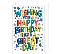 Edition Seidel G3790 SW025 Carte d'anniversaire avec enveloppe Motif étoiles Multicolore