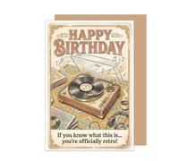Edition Seidel G4046 SW126 Carte de vœux d'anniversaire de qualité supérieure avec enveloppe Motif platine anglaise et musique LP Single rétro pour homme et femme