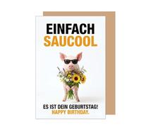 Edition Seidel G4090 SW126 LW Carte de vœux d'anniversaire de qualité supérieure avec enveloppe Motif bouquet de fleurs humoristique pour homme, femme, petit ami, petite amie, truie, lunettes de