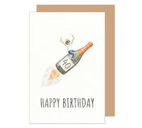 Edition Seidel G4143 SW026 Carte de vœux pour 40e anniversaire avec enveloppe en anglais « Happy Birthday »