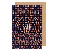 Edition Seidel G4523 SW026 Carte de vœux pliante de qualité supérieure pour 60e anniversaire avec enveloppe Inscription en anglais « Happy Birthday » pour homme, femme, amis