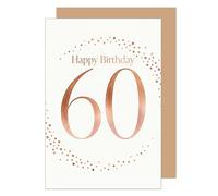 Edition Seidel G4524 SW026 Carte de vœux pliante de qualité supérieure pour 60e anniversaire avec enveloppe Inscription en anglais « Happy Birthday » pour homme, femme, amis