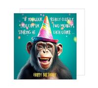 Edition Seidel GQ125 Carte d'anniversaire carrée de qualité supérieure avec enveloppe, motif avec singe amusant, pour homme, ami, frère, collègue