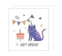 Edition Seidel GQ136 Carte d'anniversaire carrée de qualité supérieure avec enveloppe - Pour homme, femme, fille - Motif chat mignon