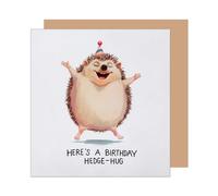 Edition Seidel GQ378 SW025 Carte d'anniversaire carrée de qualité supérieure avec enveloppe pour homme, femme, petite amie, petit ami, enfant, hérisson drôle Hedge Hug