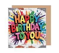 Edition Seidel GQ445 SW025 Carte d'anniversaire carrée de qualité supérieure avec enveloppe Motif graphique Multicolore