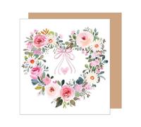 Edition Seidel HQ149 SW025 Carte de vœux carrée de qualité supérieure pour mariage avec enveloppe Motif couronne de fleurs Inscription « Just Married »