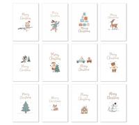 Edition Seidel Lot de 12 cartes de Noël de qualité supérieure avec enveloppes - Cartes doubles pliantes - Cartes postales de Noël - Cartes postales en anglais