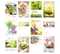 Edition Seidel Lot de 12 cartes de Pâques de qualité supérieure avec enveloppe (cartes doubles / cartes pliantes avec enveloppe), carte postale de Pâques