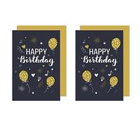 Edition Seidel Lot de 2 cartes d'anniversaire de qualité supérieure avec gaufrage doré et enveloppe (G2896)