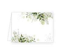 Edition Seidel Lot de 25 cartons de table de qualité supérieure - Pour mariage, anniversaire, baptême, communion, confirmation, cérémonie, cérémonie, célébration, feuilles vertes d'eucalyptus