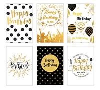 Edition Seidel Lot de 6 cartes d'anniversaire de qualité supérieure avec enveloppe. Carte d'anniversaire pour homme et femme avec inscription Happy Birthday