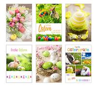 Edition Seidel Lot de 6 cartes de Pâques de qualité supérieure avec enveloppe (cartes doubles pliantes, cartes de vœux), carte postale de Pâques (SW02)