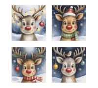 Edition Seidel Lot de 8 (2 x 4) cartes de Noël carrées de qualité supérieure avec enveloppe - Cartes doubles pliantes - Cartes postales - Cartes de vœux - Cartes postales de Noël