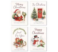 Edition Seidel Lot de 8 (2 x 4) cartes de Noël de qualité supérieure avec enveloppes - Cartes doubles pliantes - Cartes postales de Noël - Cartes postales en anglais