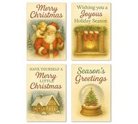 Edition Seidel Lot de 8 (2 x 4) cartes de Noël doubles avec enveloppe - Cartes doubles pliantes avec enveloppe - Cartes postales - Cartes de vœux de Noël - Style vintage