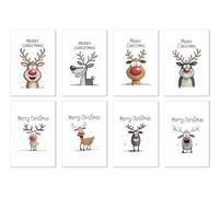 Edition Seidel Lot de 8 cartes de Noël de qualité supérieure avec enveloppes - Cartes doubles pliantes - Cartes postales de Noël - Cartes postales en anglais