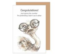 Edition Seidel Premium Birthday Card with envelope. Greeting Congratulations for homme wohomme ami ostrich humour words (G4204 LBW26)
