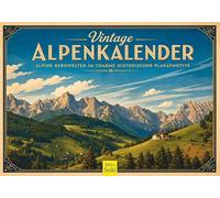 Edition Seidel Premium calendrier Alpes vintage 2027 Format DIN A5. Calendrier mural allemand affiche rétro montagnes Zugspitze Jungfraujoch Grossglockner Dolomites Cervin lac de montagne