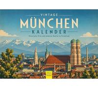 Edition Seidel Premium calendrier Munich vintage 2027 Format DIN A5. Calendrier mural allemand Bavière Allemagne affiche rétro Frauenkirche Marienplatz château de Nymphenburg parc olympique