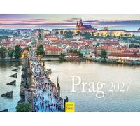 Edition Seidel Premium Calendrier Prague 2027 Format DIN A5. Calendrier mural allemand Europe République tchèque Tchéquie pont Charles château d'eau Danube métropole