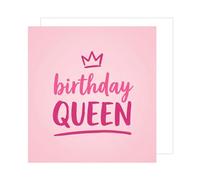 Edition Seidel Premium Carte d'anniversaire carrée avec enveloppe. Carte de vœux anglaise Birthday Queen pour Femmes Amies Fille Couronne Lettrage rose (GQ566 SW026)