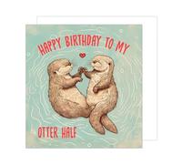 Edition Seidel Premium Carte d'anniversaire carrée de qualité supérieure avec enveloppe. Carte de voeux Happy Birthday pour homme femme couple ami petite amie loutre (GQ275 SW024)