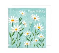 Edition Seidel Premium Carte d'anniversaire carrée de qualité supérieure avec enveloppe. Carte de voeux Happy Birthday pour femme maman grand-mère petite amie marguerite (GQ246 SW024)