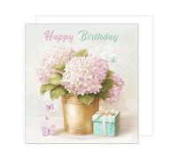 Edition Seidel Premium Carte d'anniversaire carrée de qualité supérieure avec enveloppe. Carte de voeux Happy Birthday pour femme maman grand-mère petite amie hortensias (GQ247 SW024)