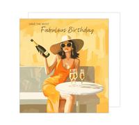 Edition Seidel Premium Carte d'anniversaire carrée de qualité supérieure avec enveloppe. Carte de voeux Happy Birthday pour femme petite amie collègue champagne (GQ250 SW024)