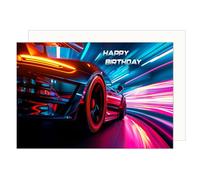 Edition Seidel Premium Carte d'anniversaire de qualité supérieure avec envelope. Carte de vœux Happy Birthday pour homme femme ami motif voiture de course (G3535 SW024)