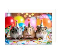 Edition Seidel Premium Carte d'anniversaire de qualité supérieure avec envelope. Carte de vœux Happy Birthday pour homme femme ami motif hamster (G3531 SW024)