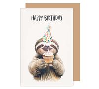 Edition Seidel Premium Carte d'anniversaire de qualité supérieure avec enveloppe Carte de vœux Happy Birthday pour homme femme fille fils motif paresseux (G3712 SW025)